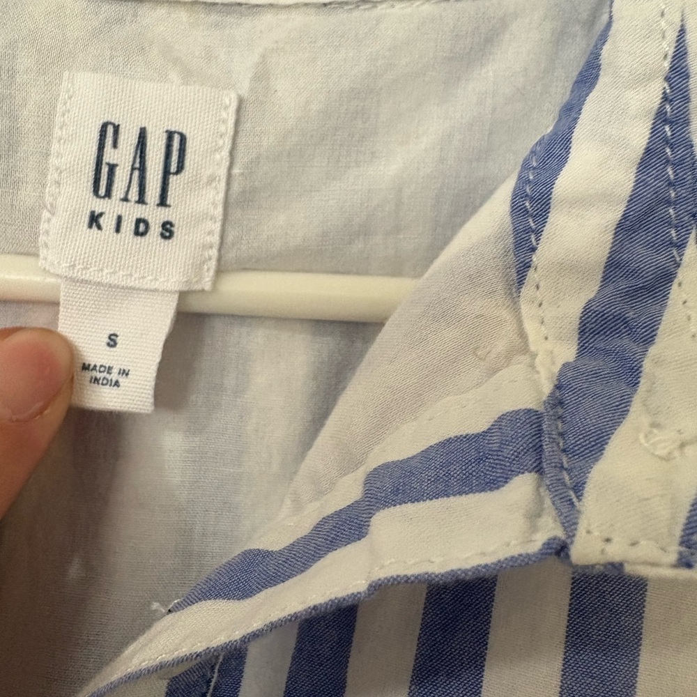 GAP Blue and White Striped Buttoned Shirt Dress - Picture 3 of 4